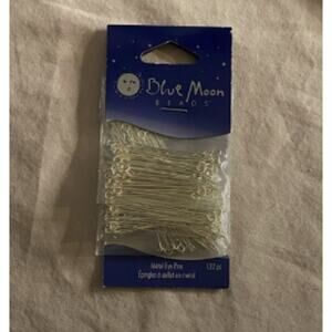 Silver Eye Pins Jewelry Making Pack Blue Moon Beads 112ct Metal Findings